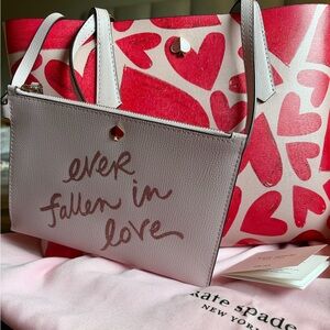 Kate Spade Molly Ever Fallen in Love Hearts Tote with pouch and dust bag